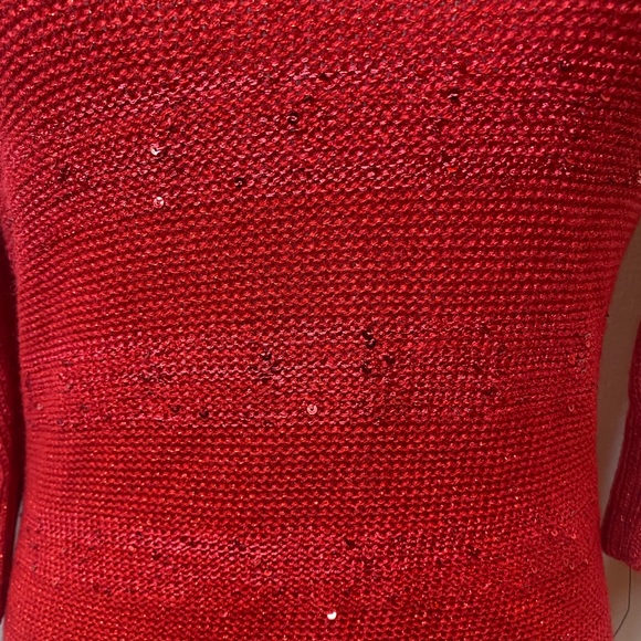 BCX Red Sparkle Off-the-Shoulder Sweater - Picture 3 of 7